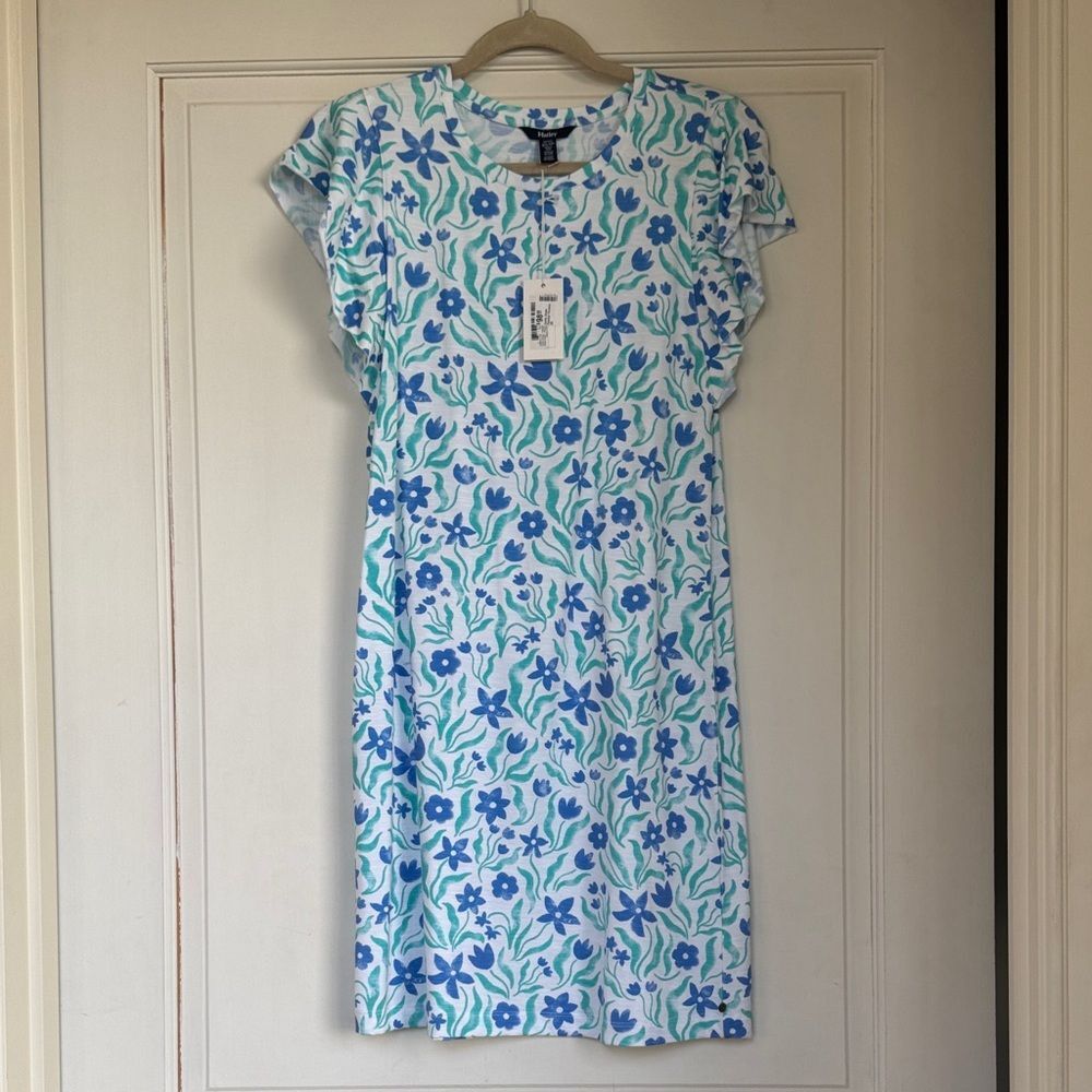 Ew WithTag Cotton Blend  Dress with Blue & Green Floral Print